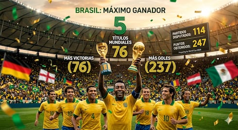 Números que hacen historia: Los récords de Brasil, Alemania, Inglaterra y México en los Mundiales