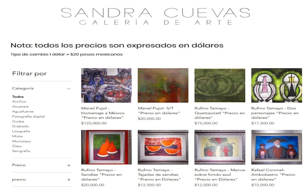 Sandra Cuevas y su galería de arte: ¿Exagerados? Así son sus precios de hasta 6 mdp
Imagen: Captura de pantalla