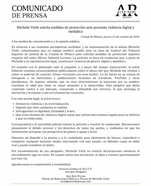 Comunicado de Michell Vieth (Foto: Instagram)