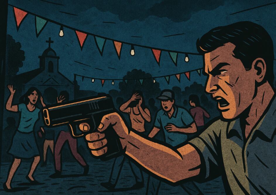 Balacera en fiesta patronal (Foto: Creada con IA)