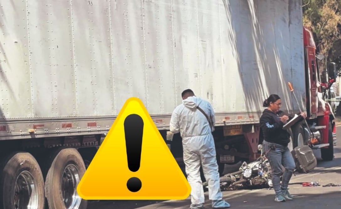 Foto: Luis Camacho (Motociclista intenta esquivar auto y tráiler le expulsa las ideas, en la alcaldía Azcapotzalco )