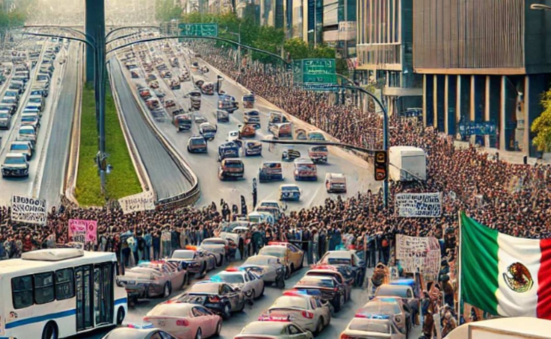 Tráfico en CDMX (Foto: Creada con IA)