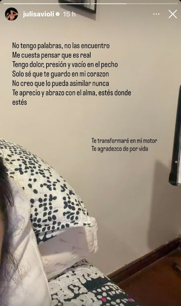 Mensaje de Juli Savioli ex pareja de Gaspi (Vía: Instagram)