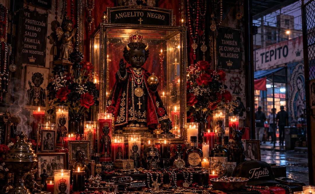 Altar dedicado a Angelito Negro. Foto: IA