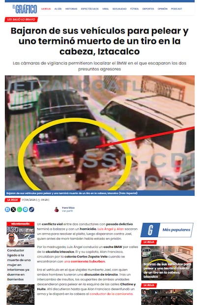 Este lunes 17 de agosto, El Gráfico dio a conocer la nota con los datos preliminares (Foto: Captura de pantalla)
