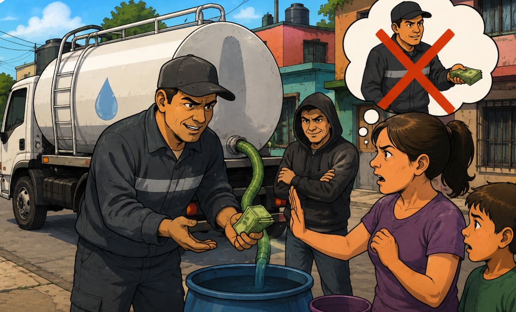 No caigas en cobros indebidos por el servicio de pipa de agua (Foto: creada con IA)