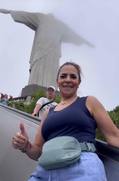 Ana María Alvarado en el Cristo del Corcovado, Brasil (Foto: Instagram)