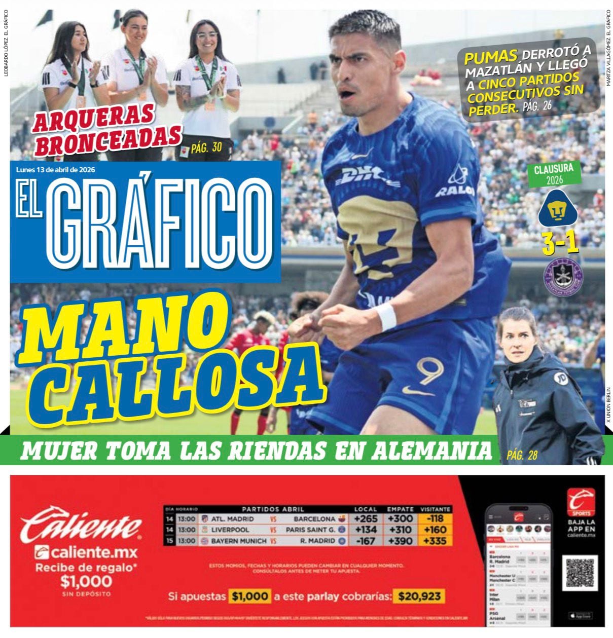 Portada El Gráfico | Lunes 13 de abril de 2026