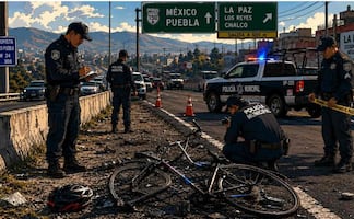 Cafre le destroza la cabeza a un ciclista y escapa sobre la México-Puebla