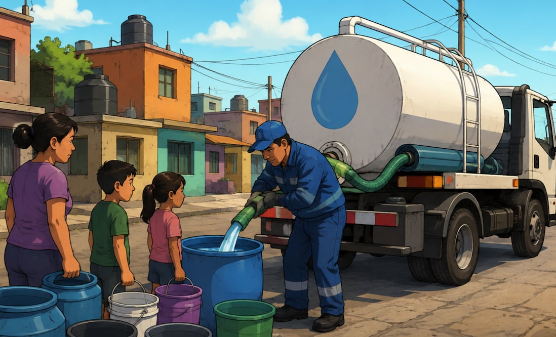 ¿No tienes agua? Así puedes pedir una pipa GRATIS en Nezahualcóyotl (Foto: Creada con IA)