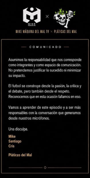 Integrantes del programa “Pláticas del Mal” piden disculpas a jugadoras de Cruz Azul Femenil. Foto: (Redes Sociales)