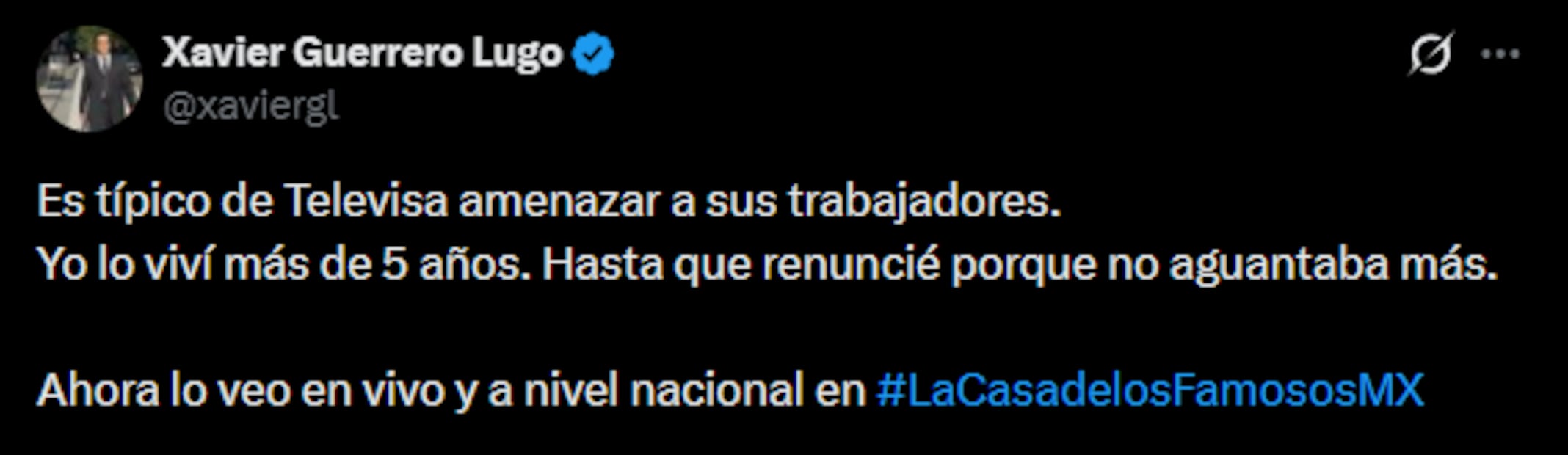 Post de Xavier Guerrero (Vía: X)