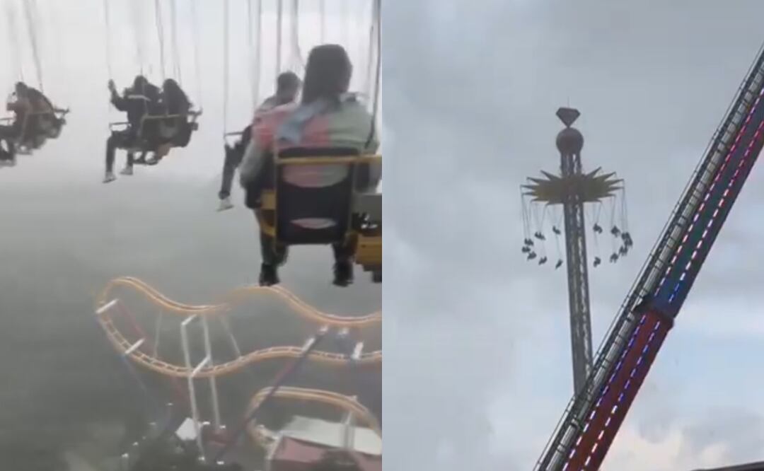 ¡Atrapados en el aire! Por fuertes lluvias los dejan colgados de juego en Six Flags