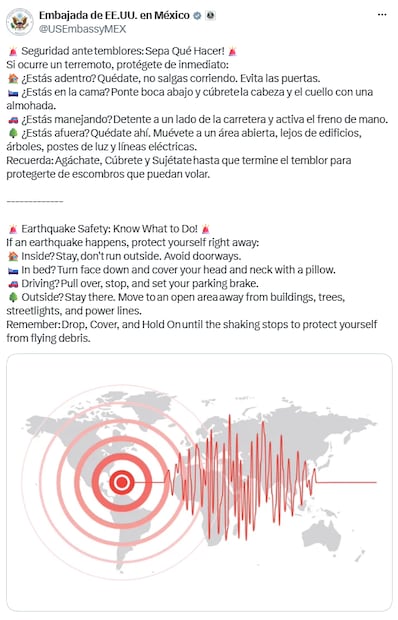 EU advierte por sismos en México (Foto: X)