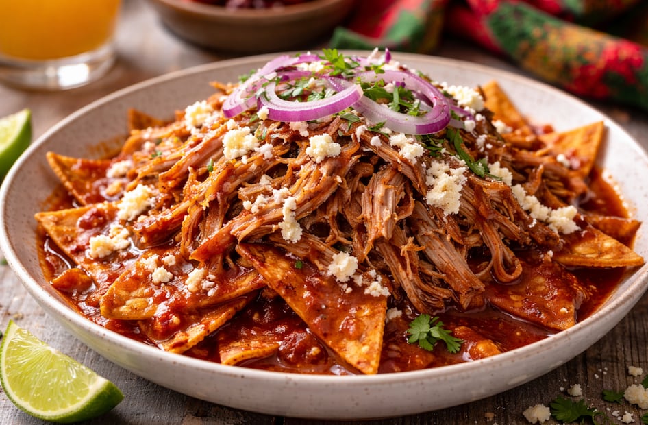 Chilaquiles de pavo (Foto: Creada con IA)