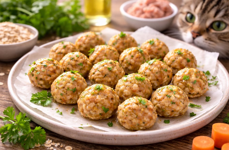 Rollitos de pollo para gatos (Foto: Creada con IA)