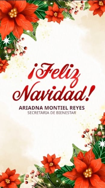 Imagen: Especiales (Mensaje de Feliz Navidad de Ariadna Montiel)