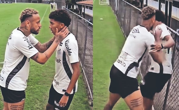 Neymar se calienta y golpea a Robinho Jr en un entrenamiento y piden que lo corran del Santos de Brasil 