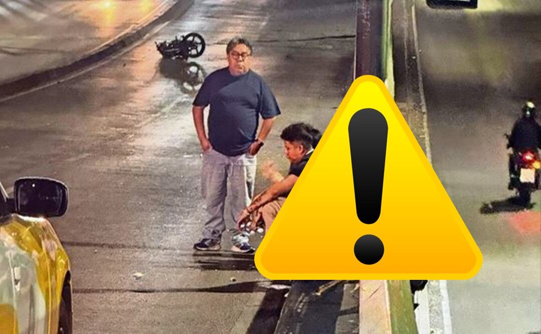 Joven biker derrapa y sale expulsado a barandal, donde agonizó colgado hasta morir