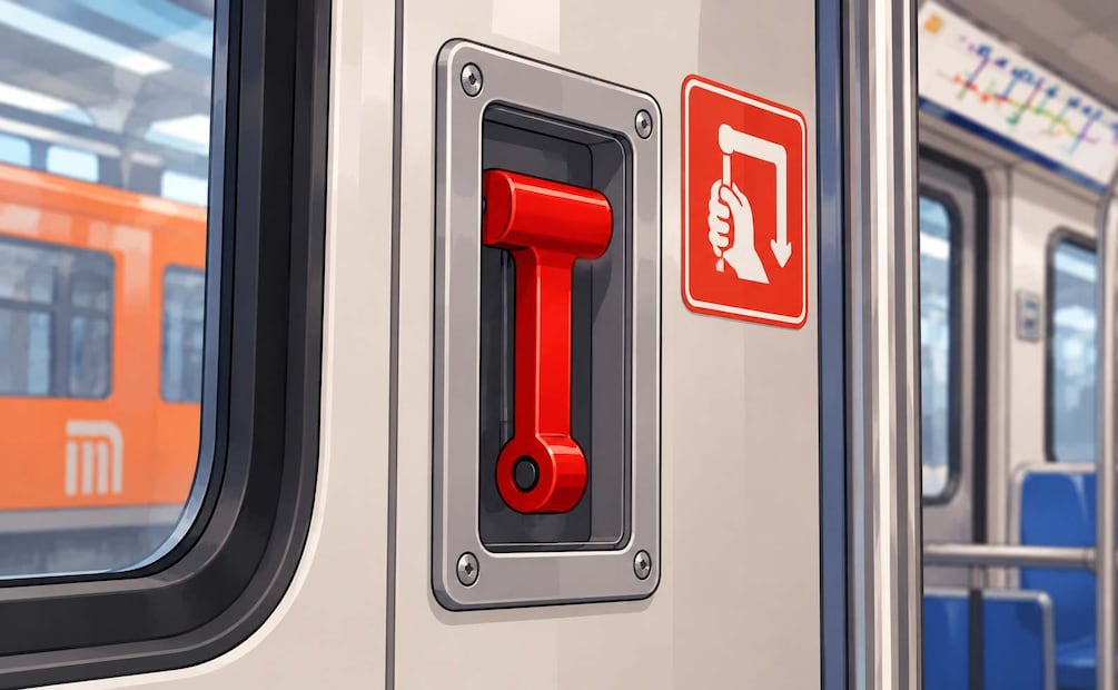 ¿ Hay multa por jalar la palanca de emergencia del Metro CDMX? Esto dice la ley. Foto: (IA)