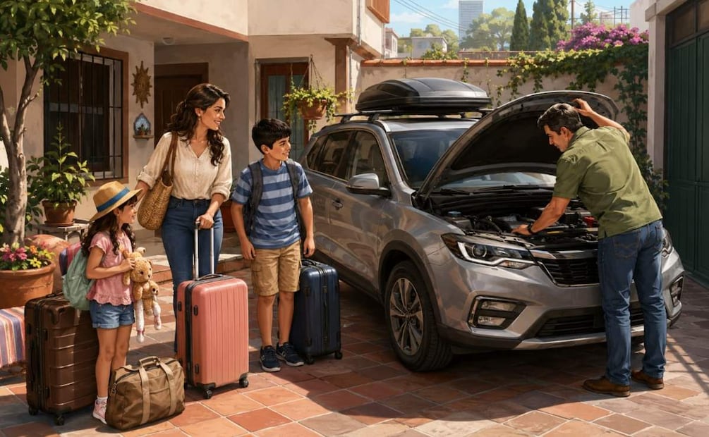¿Qué debo revisar en mi auto antes de viajar por carretera? Checa esto antes de irte de vacaciones. Foto: (IA)