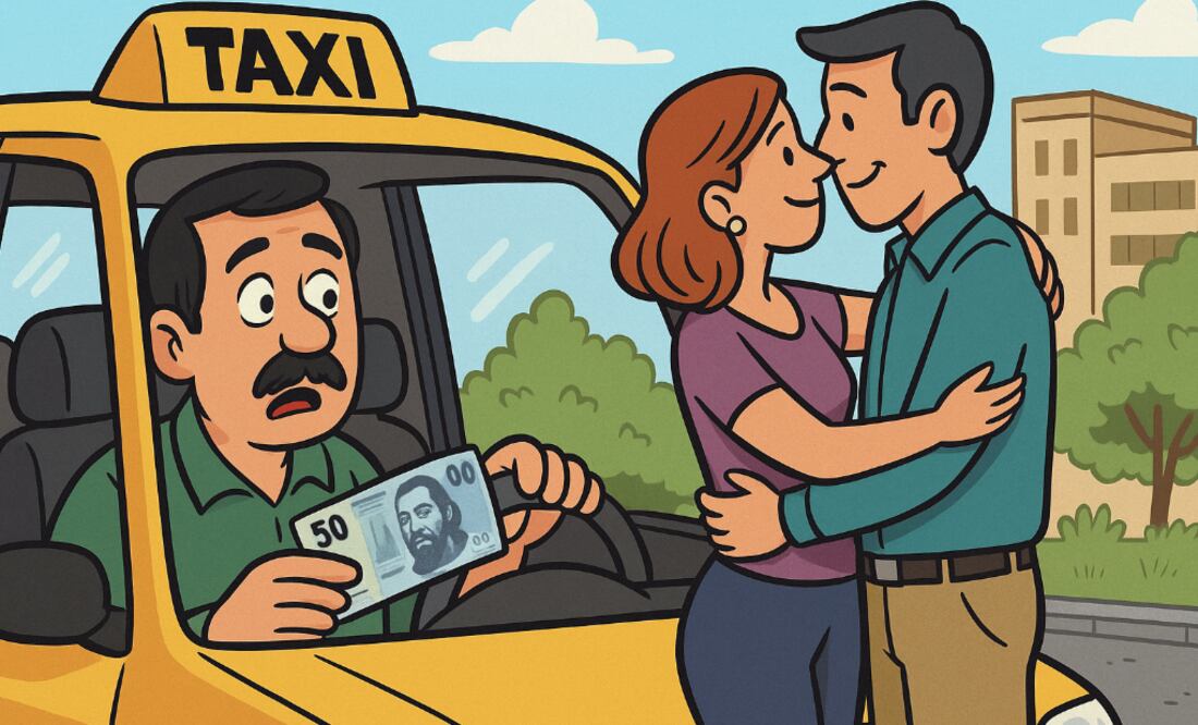 Taxista presencia infidelidad (Foto: Creada con IA)