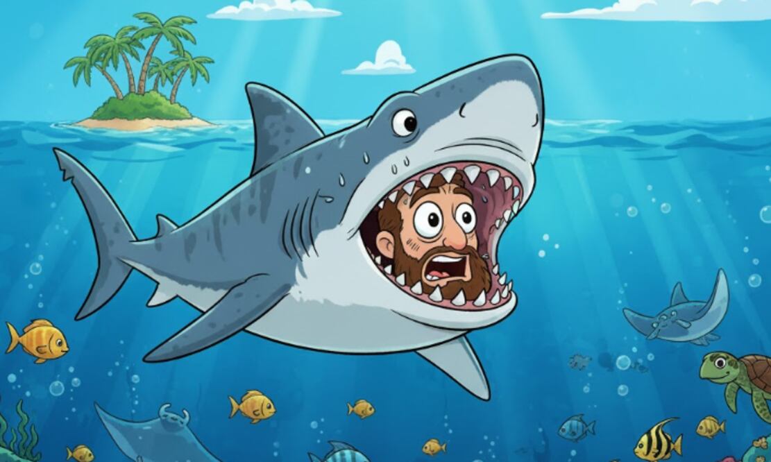 Biólogo sobrevive a ataque de tiburón (Foto: Creada con IA)