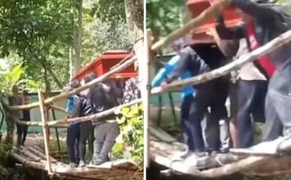 VIDEO: Colapsa puente en Perú mientras cargaban un ataúd 