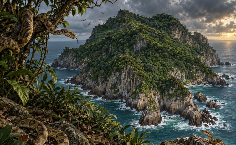 ¡Demasiado peligrosa! Esta isla solo está habitada por serpientes venenosas que podrían matarte