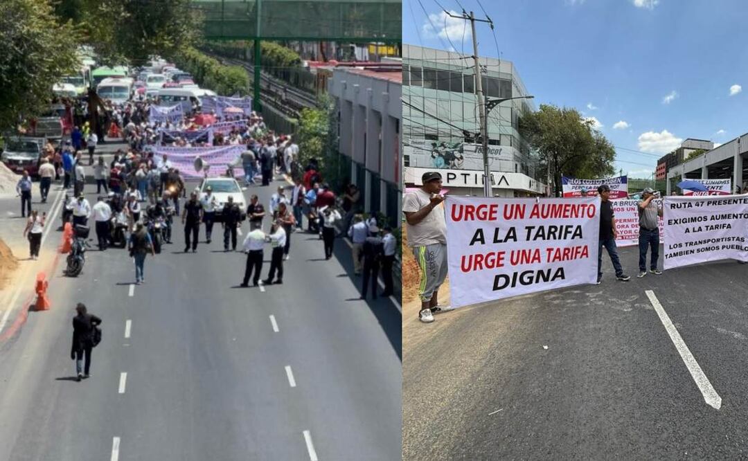 Calzada de Tlalpan colapsada por marcha de transportistas. Foto: (Redes Sociales)