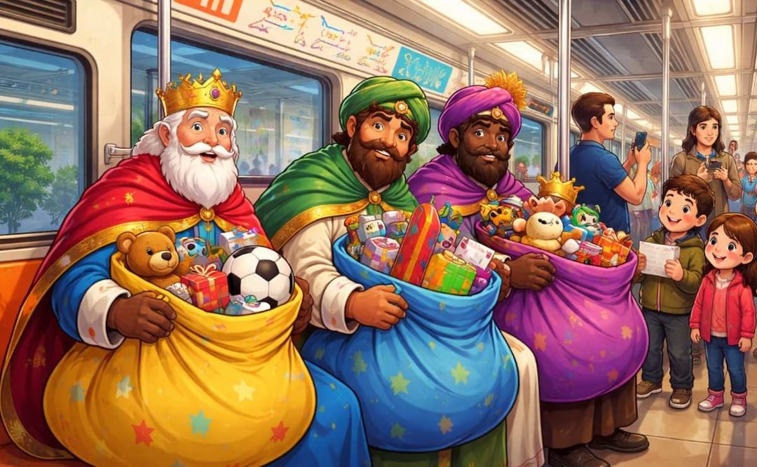 Metro CDMX transportará a los Reyes Magos a las casas de los niños. Foto: (IA)