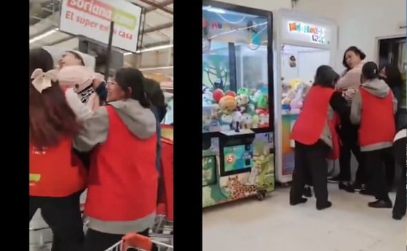 Video: Graban y viralizan a Fardera en Soriana de Plaza Loreto, entre 5 trabajadoras le quitaron TODO