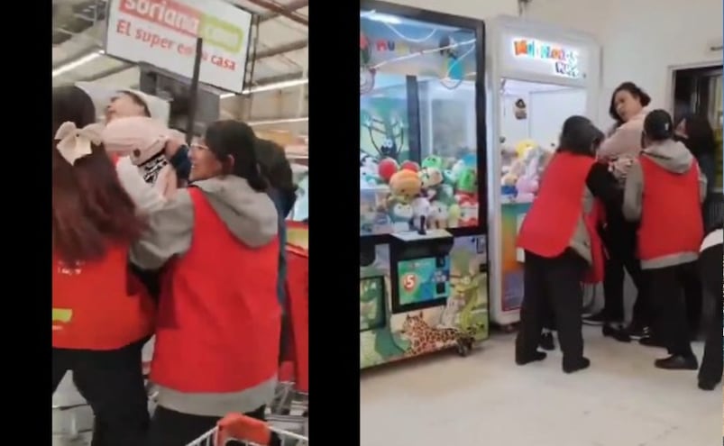 Video: Graban y viralizan a Fardera en Soriana de Plaza Loreto, entre 5 trabajadoras le quitaron TODO