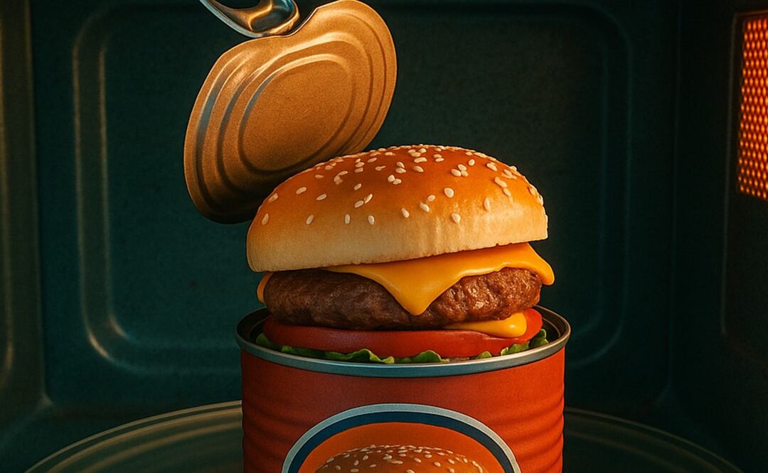 Hamburguesa en lata (Foto: Creada con IA)