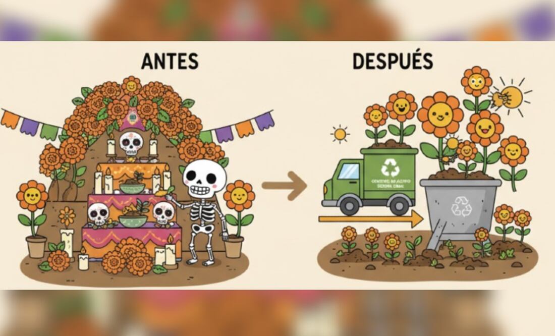 ¡No las tires! ¿Dónde reciclar tus flores de cempasúchil en CDMX, tras el Día de Muertos? (Foto: Creada con IA)