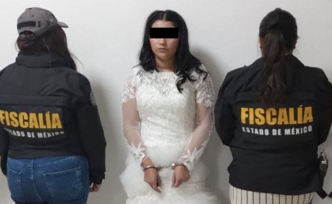 Vestida, alborotada y detenida: Atoran a novia de extorsionador el día de su boda en Edomex