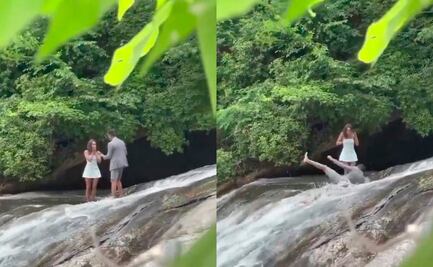 VIDEO: ¿Caída mortal? Un hombre cayó desde la cima de una cascada en pedida de matrimonio 