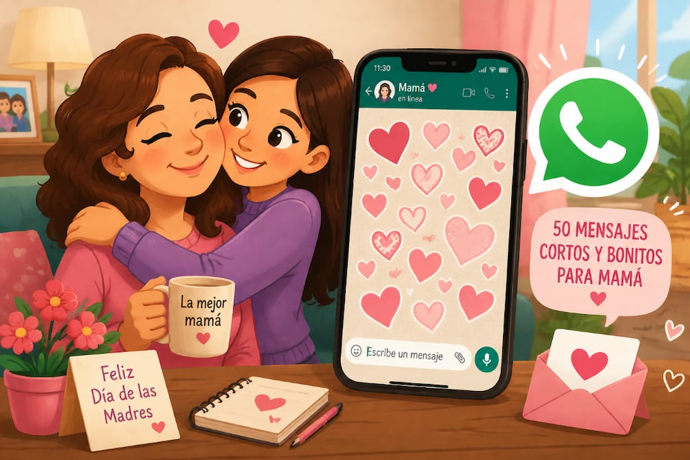 50 frases cortas y bonitas para felicitar a mamá por WhatsApp este Día de las Madres (Foto: Creada con IA)