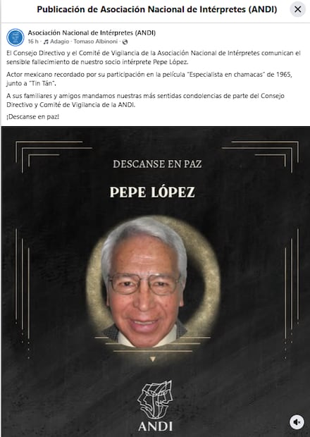 Comunicado del fallecimiento (Vía: Facebook)