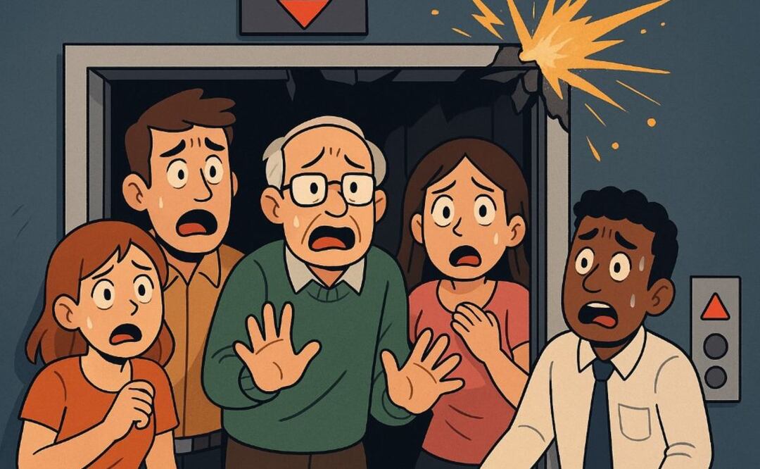 Elevador se desploma. Foto: (IA)