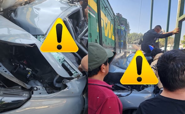 Automovilista queda prensado tras intentar ganarle el paso al tren en CDMX