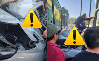 Automovilista queda prensado tras intentar ganarle el paso al tren en CDMX