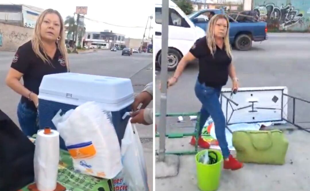Foto: Redes sociales (Ahora sale “Lady Tamales” y se viraliza en redes sociales tras tirar un puesto ambulante ¿qué pasó?)
