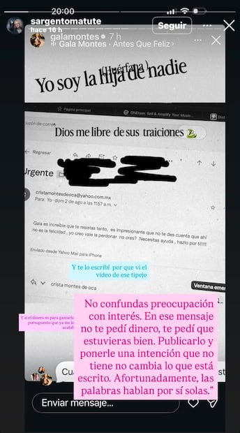 Respuesta de Crista Montes (Vía: Instagram)