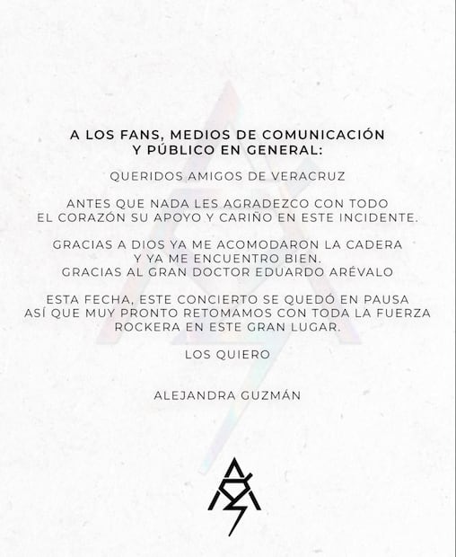 Comunicado Alejandra Guzmán (Vía: X)