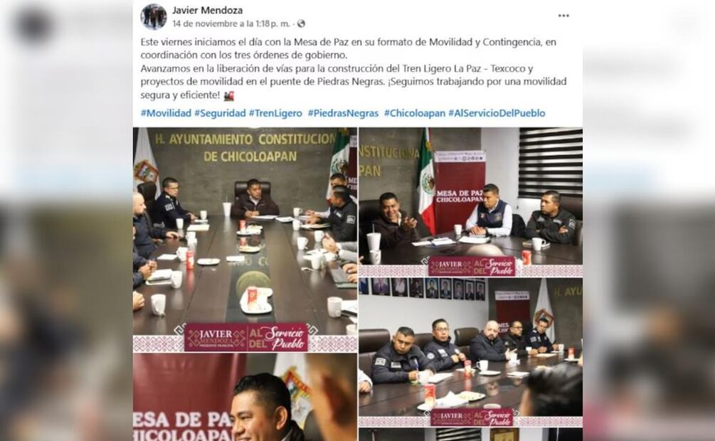 Imagen: Redes sociales (Alcalde de Chicoloapan informa avances sobre el proyecto del Tren Ligero La Paz - Texcoco)