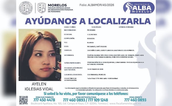 Crisis en Morelos: Desaparece Ayelen Iglesias y se suma a lista de estudiantes ausentes 