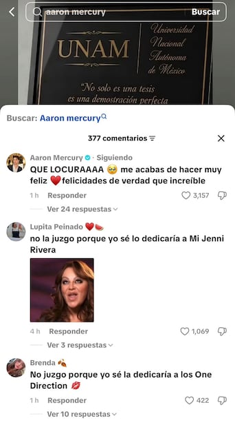 Comentario de Aarón al video de Ashley (Vía: Tik tok)