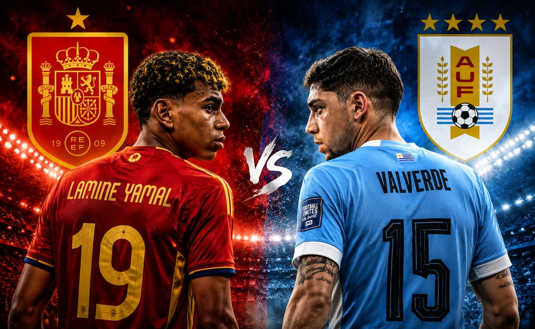 España vs Uruguay (IMAGEN HECHA CON IA)