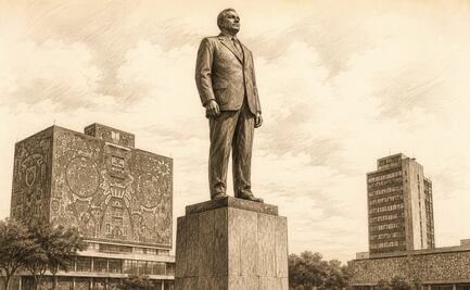 Ciudad Universitaria tuvo una estatua de Miguel Alemán Valdés que fue dinamitada años después